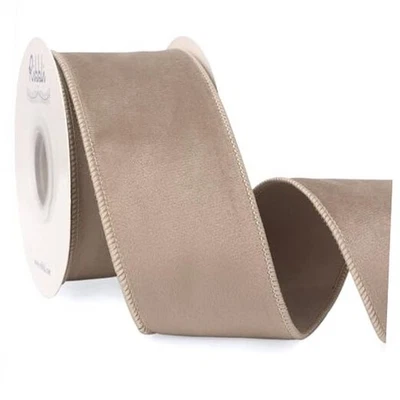  Cinta de terciopelo con cable con cinta de Navidad Dupioni de 2,5 pulgadas camel de 2-1/2 pulgadas Foto 1 de 4