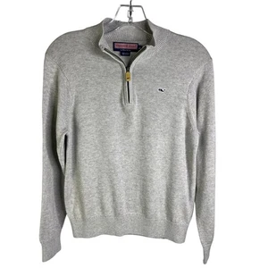 Vineyard Vines Sweater Jacket Boy L/16-18 Gray 1/4 Zip Cotton Classic - Picture 1 of 9