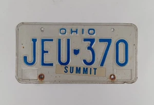 Oldtimer Ohio Nummernschildschilder weiß/blau Buchstaben/Zahlen JEU-370 - Bild 1 von 5