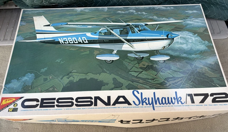 Vintage Nichimo Cessna Skyhawk 172 Model KIT 1/20 Scale Airplane Plane NIOB - Image 1 of 4
