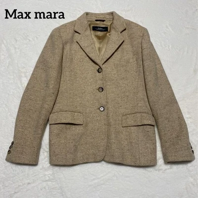 Max Mara Fin de Semana Espiga Sastre Chaqueta Blusa Abrigo Mujer Talla 42 Marrón Foto 1 de 4