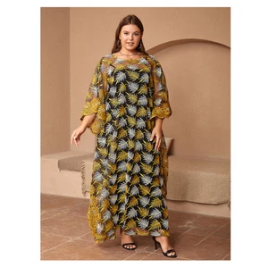 Talla Ropa Encaje Bordado Vestido Largo Mujer Africano Conjunto Dos Piezas Plus - Imagen 1 de 10
