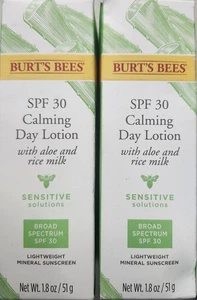 2 BOXEN Burt's Bees LSF 30 Beruhigende Tageslotion mit Aloe und Reismilch 1,8 Unzen - Bild 1 von 1