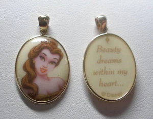 14KT GOLD DISNEY PRINCESS BELLE PORCELAIN PENDANT - Picture 1 of 5