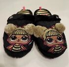 LOL Surprise Girls Black Gold Pompom Character Slippers House Shoes L.O.L 13/1