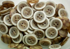 Large 34mm 54L Light Brown Cream Beige Brush Effect Coat 4 Hole Buttons (Q225) - Picture 1 of 1