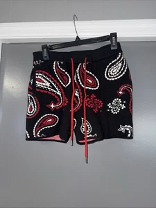 REBEL MINDS Men's Casual Paisley Design Adjustable Waist Sweater Shorts Small - Picture 1 of 5