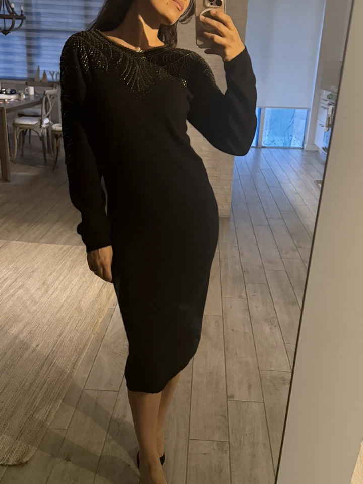 Destinee Vintage Lambswool & Angora Rabbit Hair Midi Dress Size PS - Image 1 of 4