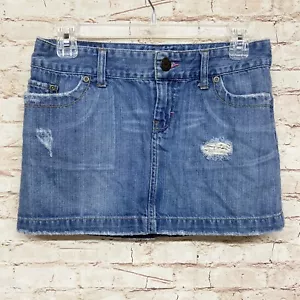 AE American Eagle minigonna donna denim taglia 2 tasche invecchiate blu jeans - Foto 1 di 7