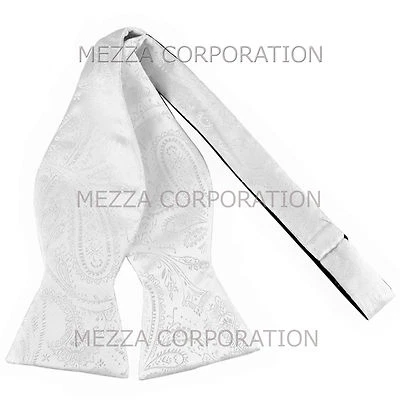 Nueva pajarita para hombre 100 % poliéster cachemira formal autoatada solo blanca Foto 1 de 2