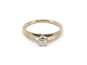 14KT White Gold 2.40g Single Diamond Ring Size 7, 1/5cttw Approx. - Picture 1 of 13