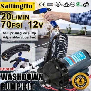 70PSI 12V20L/MIN Washdown Pump Set High Pressure Water Deck Boat Caravan Kit AU - Picture 1 of 12