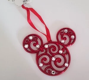 Ornamento Topolino in metallo rosso con cristalli - Nuovo con etichette - Foto 1 di 1