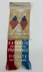 Antico Nastro 1892 Colombo 400 Anniversario Celebrazione Cattolica PROVVIDENZA RI - Foto 1 di 6