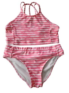 Z By Zella Girls Strappy Pink Static Shibori 2 Piece Swim Suit Size 16 - Picture 1 of 13