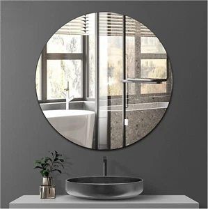 Sqinor Specchio Rotondo Autoadesivo Senza Cornice Vetro Bastone su Specchio da Parete, 40 cm - Foto 1 di 6