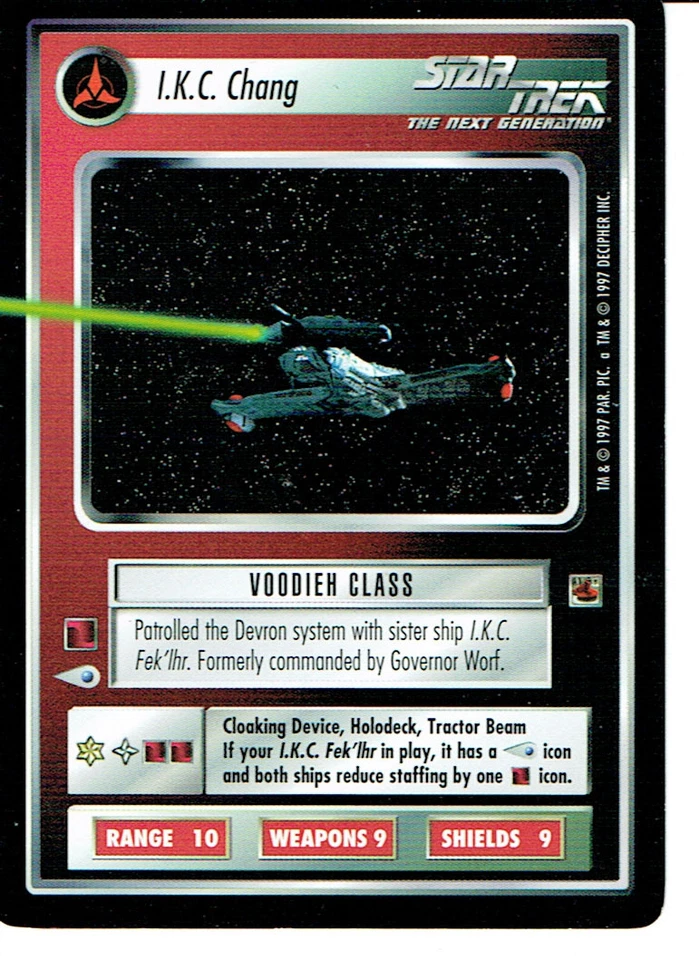 STAR TREK CCG THE FAJO COLLECTION, I.K.C. CHANG RARE CARD - Image 1 of 1