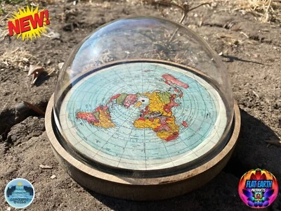 FLAT EARTH PRODUCTS Gleason Flat Earth Model World Map Terra Dome Firmament Hand-Made Wood XL Globe