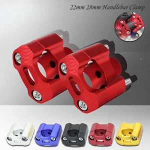 CNC Billet Handlebar Clamp Fat Bar Risers Mount Clamp Adaptor 22 28mm Pit Dirt - Picture 1 of 23