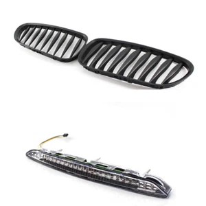 Matte Black Front Grille with 3rd Brake Stop Light White Fits BMW Z4 E85 03-08 - Picture 1 of 9