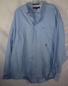 Tommy Hilfiger einfarbiges blaues Hemd mit Logo-Knöpfen Herren XL - Bild 1 von 5