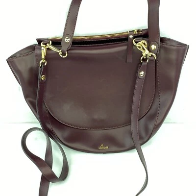 Nardelli Cuero Cartera Bolso de Mano Marrón Cereza Italia Alforja Bolso ** NOTA *** B63 Foto 1 de 4