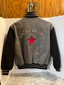 American Girl Varsity Jacket Embroidered Logo Gray Black Wool Blend Girls MEDIUM - Picture 1 of 9