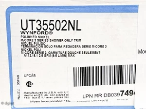 Kit de ajuste de ducha níquel pulido Moen UT35502NL Wynford M-CORE serie 3 - Imagen 1 de 1