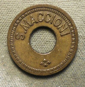 262. (Toltec CO), S. Maccioni // Good For 5c In Trade. Brass, center hole, 21mm - Picture 1 of 2