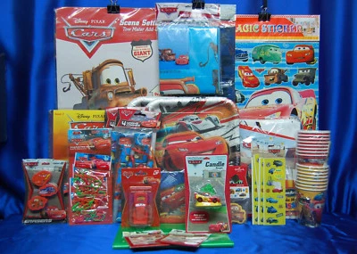Cars Party Set # 39 Mc Queen Cups Plates Napkin Tablecover Candle Activity Books - Image 1 of 4
