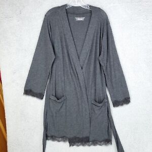 Victorias Secret Robe Womens Medium / Large Belted Lacey Lightweight Pocket gray