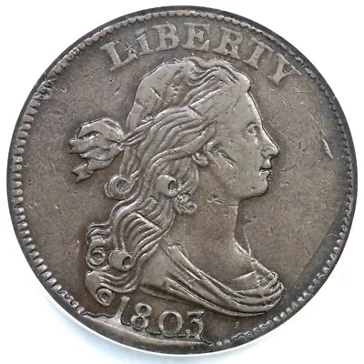 1803 S-263 R-3 NCS XF Details Sm Date, Sm Frac Draped Bust Large Cent Coin 1c - Image 1 of 3