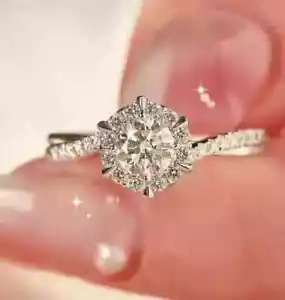 Real Moissanite 2.00Ct Round Cut Women's Wedding Ring 14k White Gold Plated - Picture 1 of 7