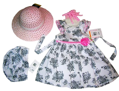 $60 VALORE❤NUOVO CON ETICHETTE❤BONNIE BABY❤SET ABITO ESTIVO❤FIOCCO CAPELLI❤CAPPELLO❤MUTANDINE❤TAGLIA 12M - Immagine 1 di 4