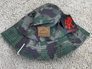 Gramicci Bucket Hat Running Man Olive Camouflage S/M Outdoor Adventure Cap NWT - Picture 1 of 8