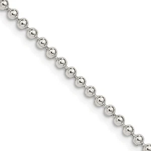 Sterling Silver 2.35mm Beaded Chain Necklace 26" for Women 8.71gm - Picture 1 of 4