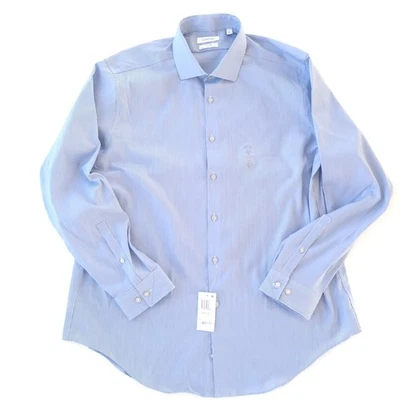 Новый с Ярлыками Мужские XL Calvin Klein стали + Slim Fit морщины бесплатная синяя рубашка 17,5 34/35 - Изображение 1 из 4