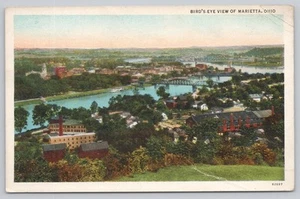 White Border Postcard Aerial View Marietta Ohio - Picture 1 of 2