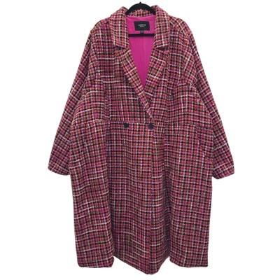 Abrigo Torrid Boucle llamativo a cuadros rosa 18333568 6X/30 talla grande Foto 1 de 4