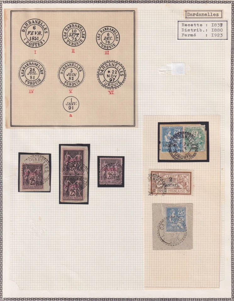 TURKEY. DARDANELLES. 1890/1920. FRENCH POST. CANCELLATIONS. 7 STAMPS - Image 1 of 1