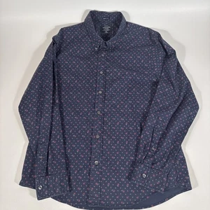 Abercrombie & Fitch Hemd Herren XXL Blau Knopf Super Slim Stretch Blumen Punkte - Bild 1 von 15