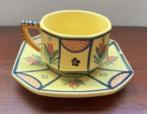 Vintage Quimper Soleil Yellow Cup & Saucer - Original - Picture 1 of 9