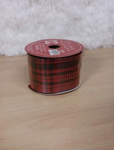 Hobby Lobby Christmas Ribbon Wired 30 Feet Red & Black Plaid - Picture 1 of 4