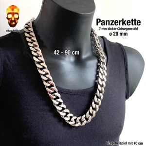 Panzerkette 20 mm Herren Damen Edelstahl Biker Totenkopf Halskette Skull Ring - Bild 1 von 6