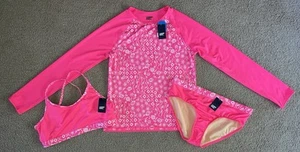 NWT LANDS END girls swim suit rash guard bikini sz XL 14 16 - Picture 1 of 2