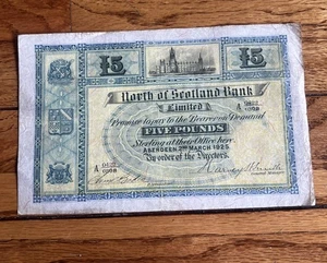 Banconota Scotland North of Scotland Bank Ltd. 5 sterline 1925 - Foto 1 di 8
