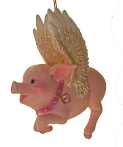 Dezember Diamanten wenn Schweine fliegen Schweineflügel zu süß Glitzer Feiertag Ornament - Bild 1 von 1