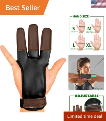 Comfortable Three Finger Archery Glove for Men, Women & Youth - Adjustable Fit - Image 1 of 4