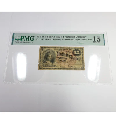 1863 PMG Choice F15 United States Fractional Currency 15c Cents FR 1267 #57284F - Image 1 of 3