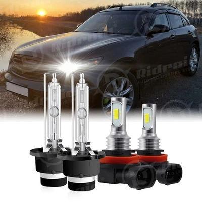 For Infiniti G37 2008-2013 6000K LED/HID Headlight High Low+Fog Light Bulbs Kit Foto 1 de 4
